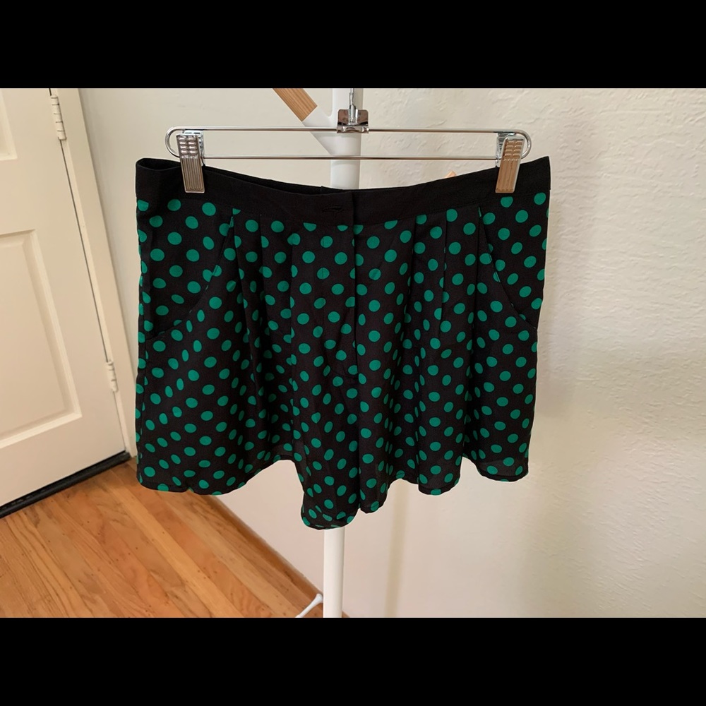 Topshop green polka dot shorts
